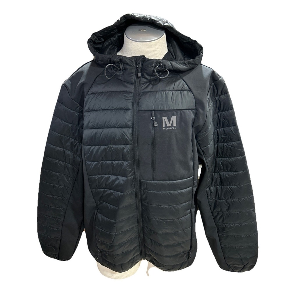 Merrell Men's Puffer Jacket XL Softshell Black Hooded